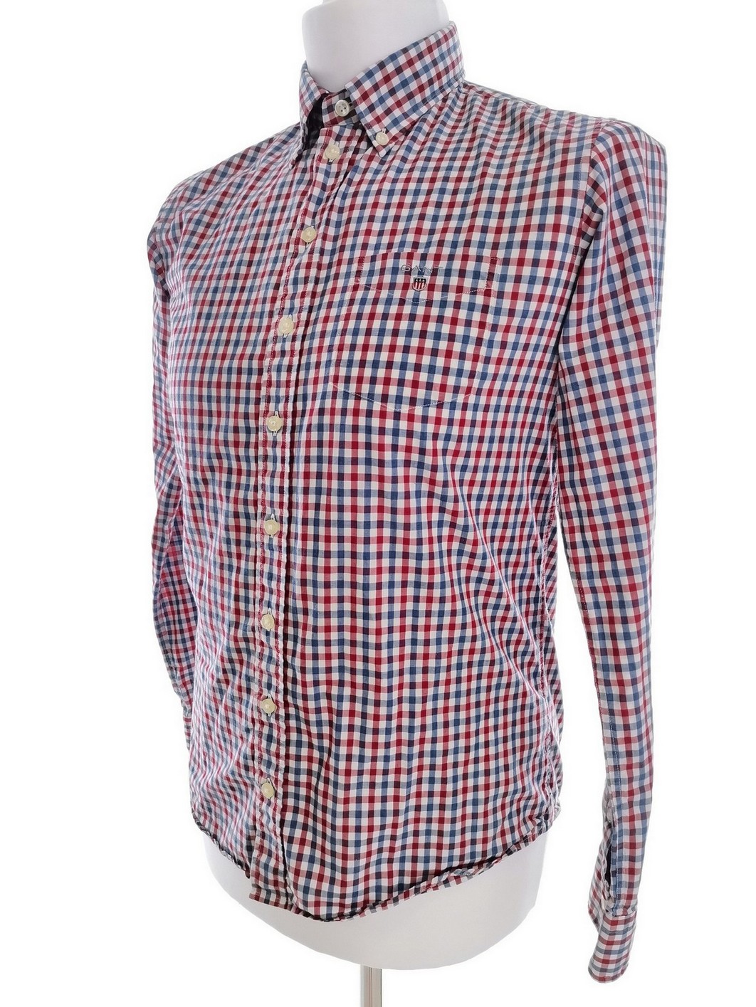 Gant Rozmiar 170cm 15years (S) Kolor Niebieski Krata Kołnierz Męska Koszula Casual Długi rękaw Materiał Bawełna 100%