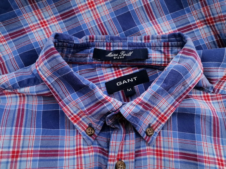 Gant Rozmiar M Kolor Niebieski Krata Kołnierz Męska Koszula Casual Długi rękaw Materiał Bawełna 100%