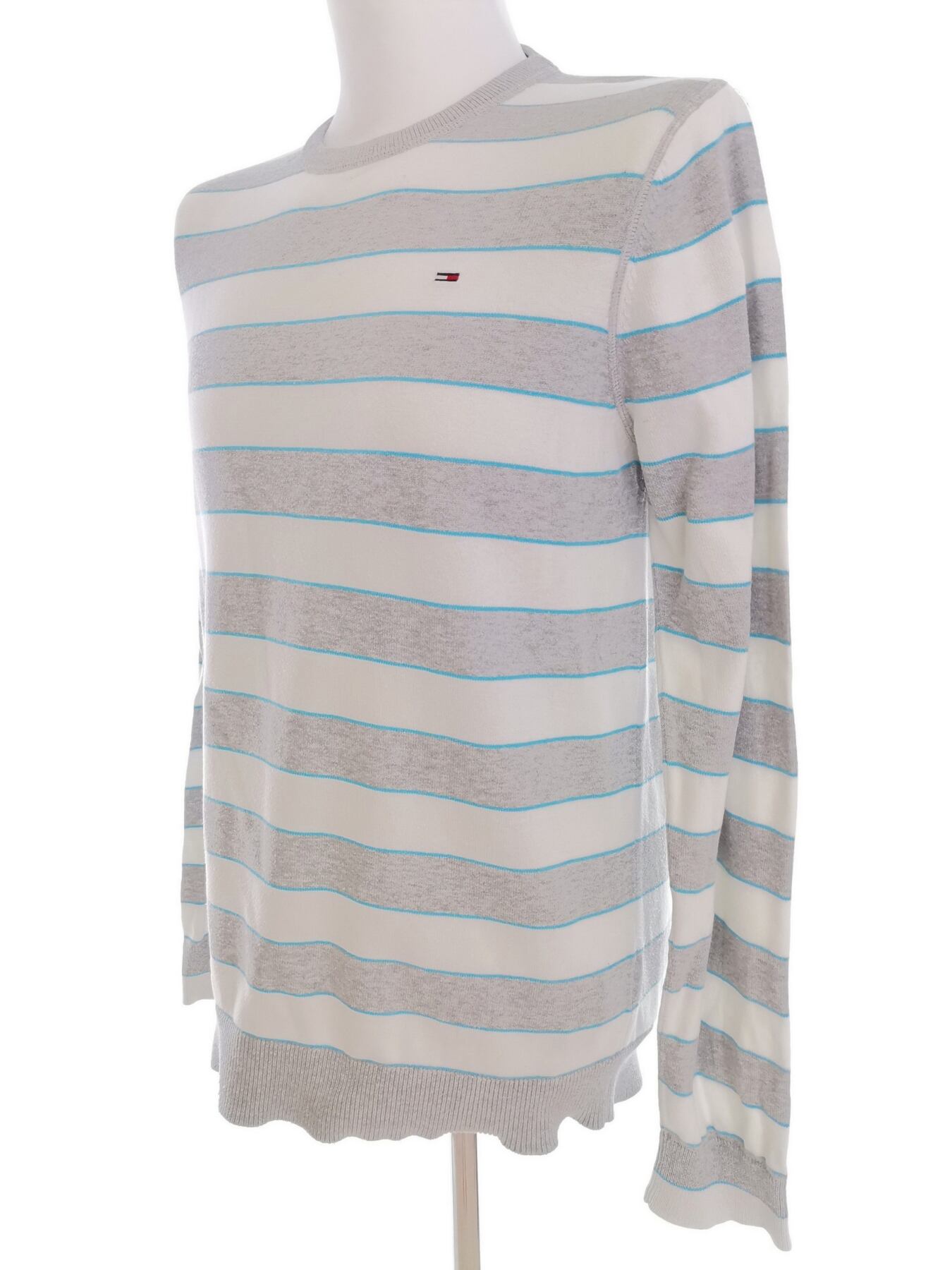 IMG_20210608_124700.jpg Hilfiger denim Rozmiar XL Kolor Szary Pasy Męski Sweter Długi rękaw Materiał Bawełna 100%