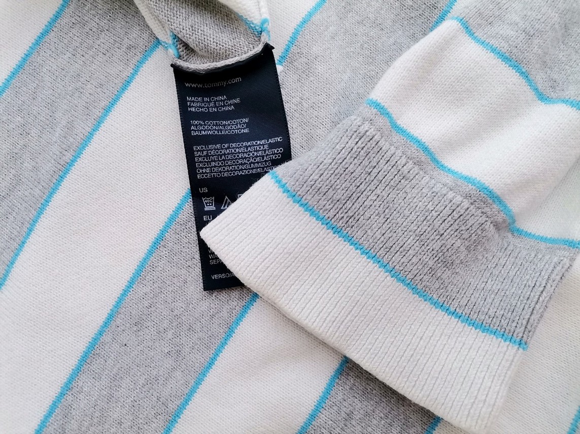 IMG_20210608_124751.jpg Hilfiger denim Rozmiar XL Kolor Szary Pasy Męski Sweter Długi rękaw Materiał Bawełna 100%
