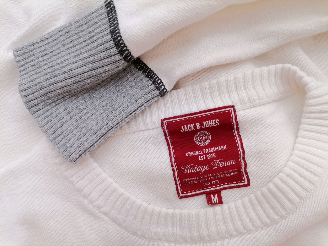 IMG_20210608_132156.jpg Jack & jones Rozmiar M Kolor Biały Męski Sweter Długi rękaw Materiał Bawełna 100%