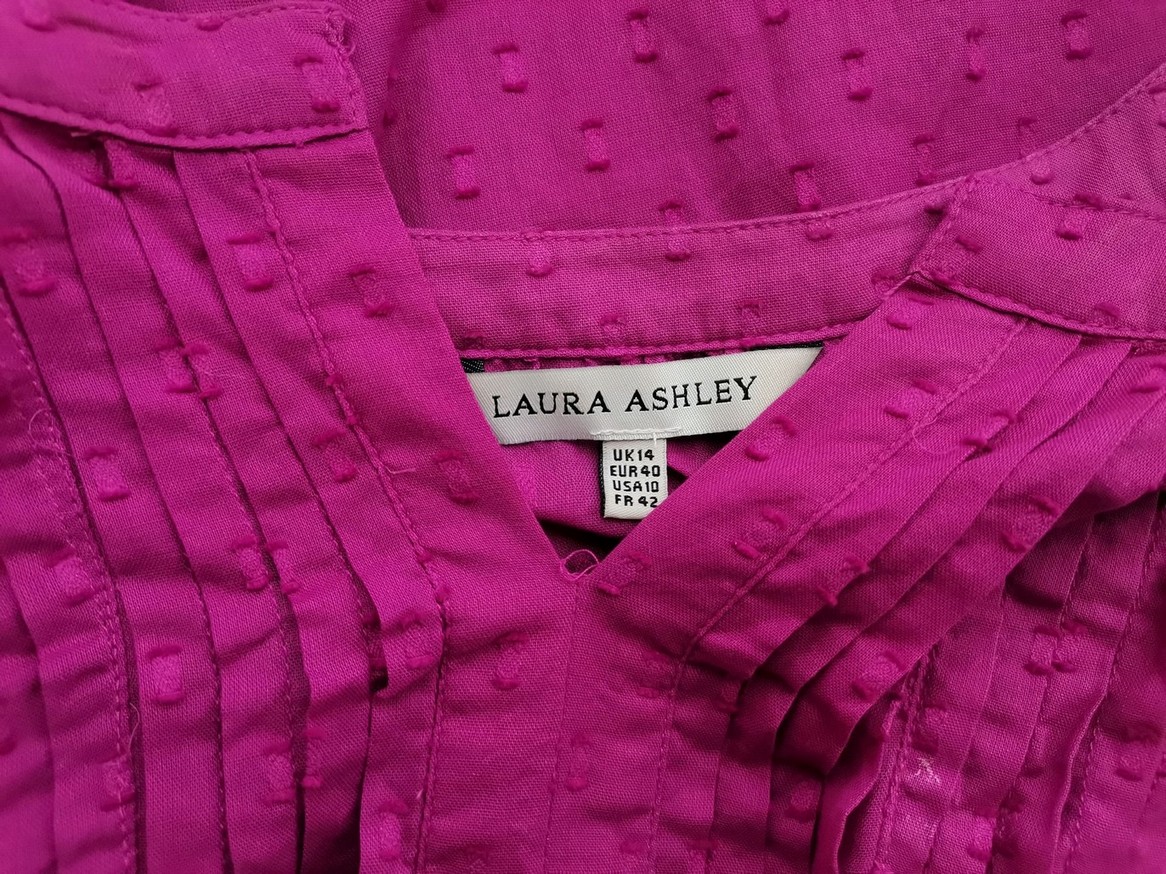 Laura ashley Rozmiar 14 (40) Kolor Fuksja Split Crew Neck Tunika Bluzka Rękaw 3/4 Materiał Bawełna 100% Laura ashley Rozmiar 14 (40) Kolor Fuksja Split Crew Neck Tunika Bluzka Rękaw 3/4 Materiał Bawełna 100%