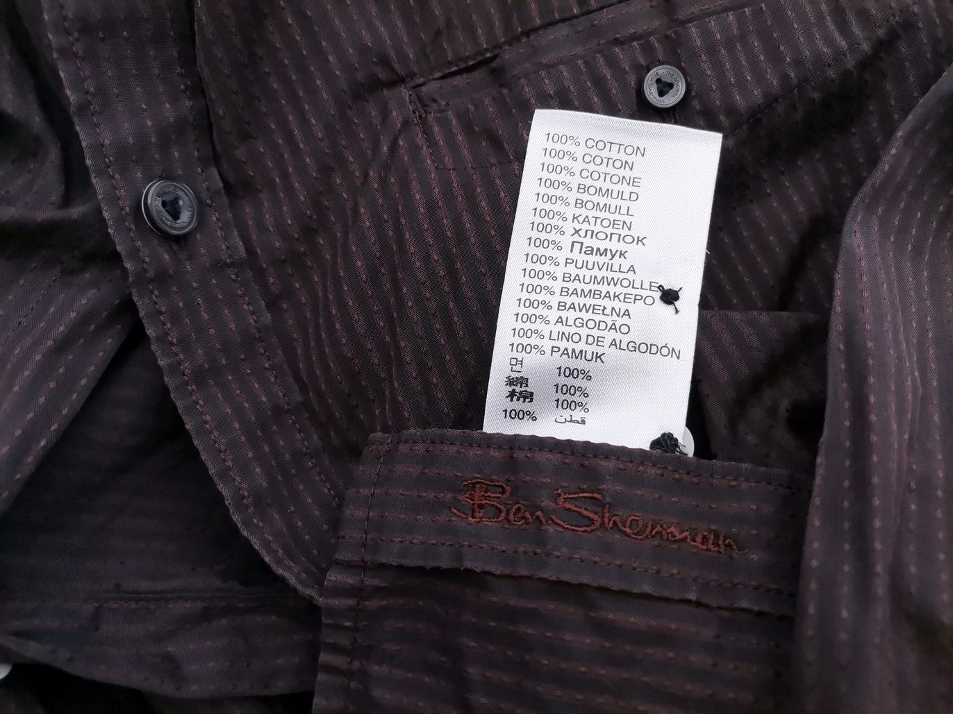 IMG_20210611_133848.jpg BEN SHERMAN Rozmiar L Kolor Czarny Pasy Kołnierz Męska Koszula Casual Długi rękaw Materiał Bawełna 100%