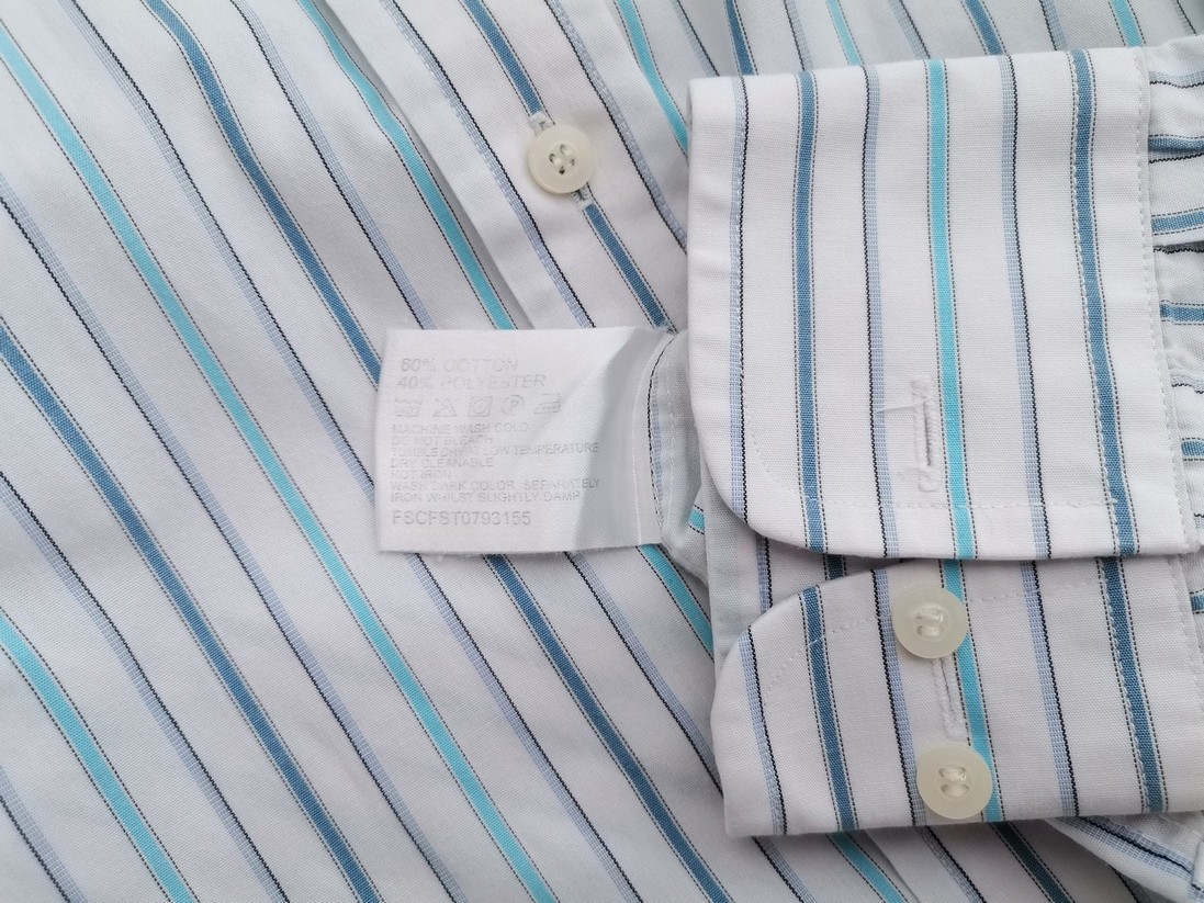 IMG_20210614_122310.jpg BEN SHERMAN Rozmiar 15.5 (38) Kolor Niebieski Pasy Kołnierz Męska Koszula Elegancka Długi rękaw Materiał Bawełna