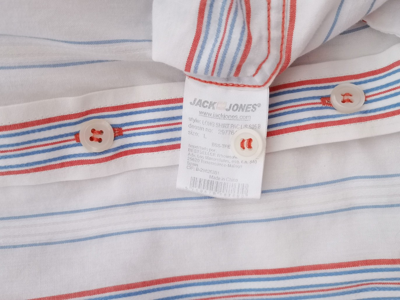 IMG_20210615_135426.jpg Jack & jones Rozmiar L Kolor Biały Pasy Kołnierz Męska Koszula Casual Długi rękaw Materiał Bawełna 100%