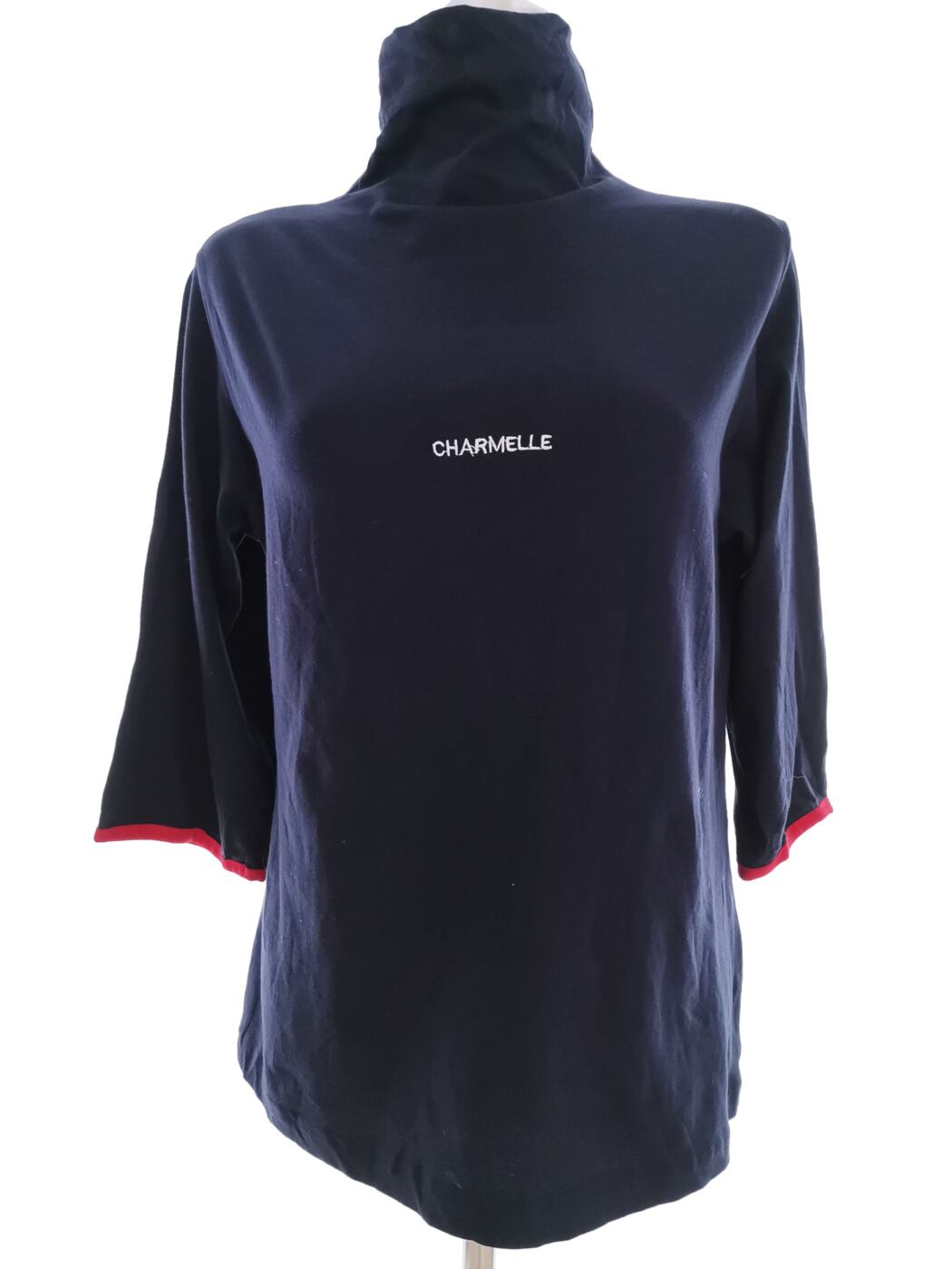 Charmelle Rozmiar 40/42 Kolor Granatowy High Neck Bluzka Rękaw 3/4 Materiał Bawełna 100%
