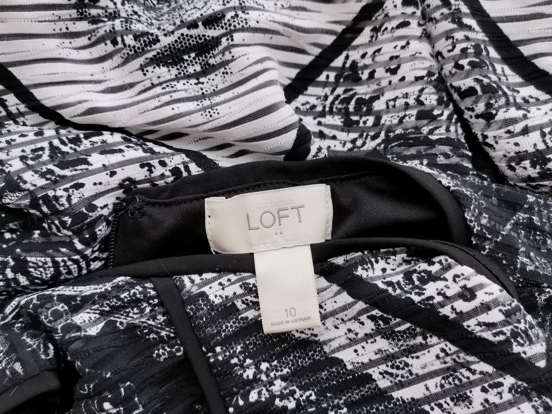 Loft Rozmiar 10 (38) Kolor Czarny Kwadratowy dekolt Sukienka A-Line Bezrękawnik Midi Loft Rozmiar 10 (38) Kolor Czarny Kwadratowy dekolt Sukienka A-Line Bezrękawnik Midi