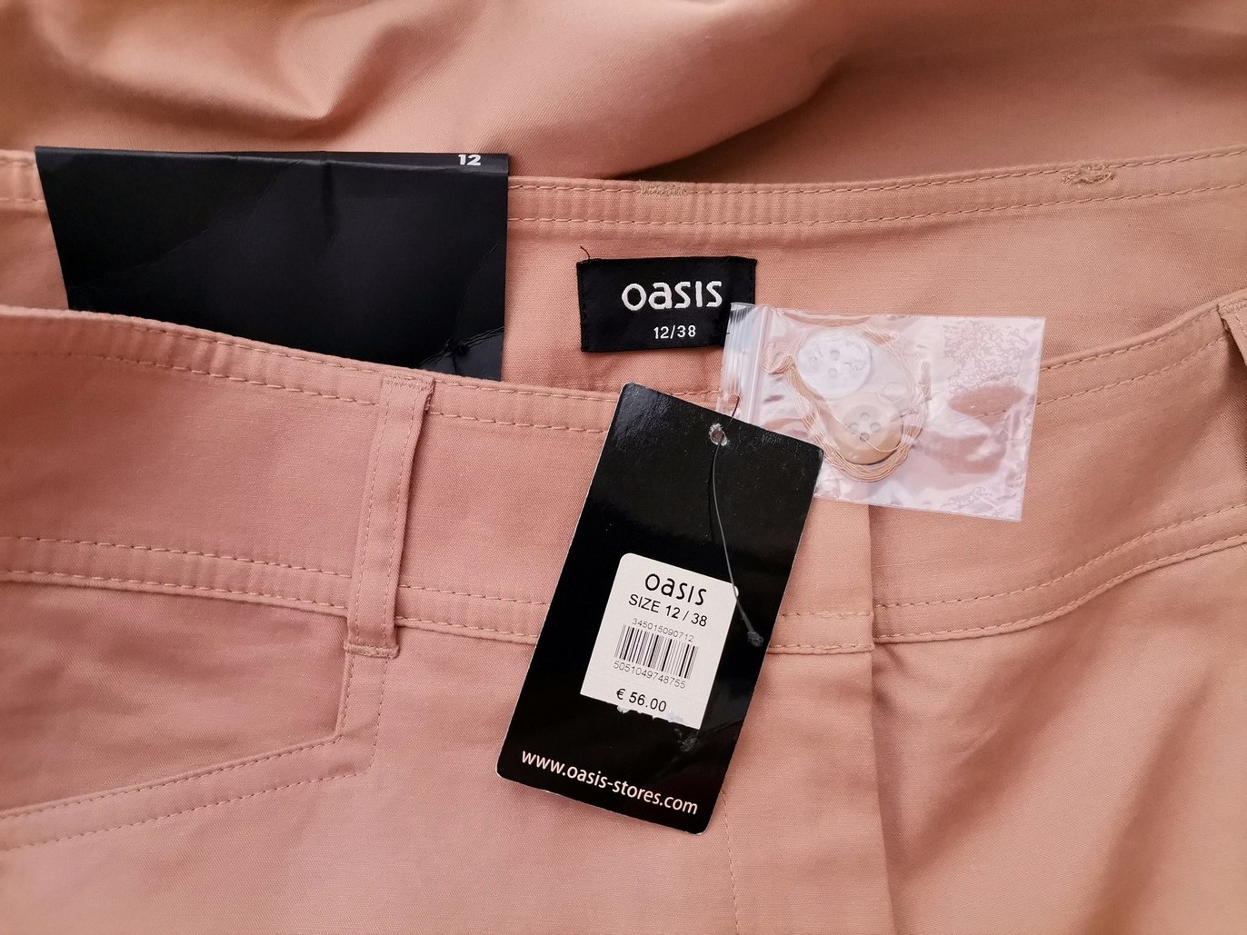 IMG_20210617_131319.jpg Oasis Rozmiar 12 (38) Kolor Beżowy Spodnie Eleganckie Materiał Bawełna