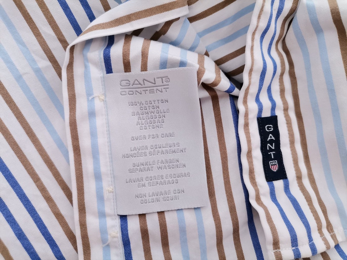 IMG_20210618_115554.jpg Gant Rozmiar 158/164cm (XS/S) Kolor Biały Pasy Kołnierz Koszula Zapinana Bluzka Długi rękaw Materiał Bawełna 100%