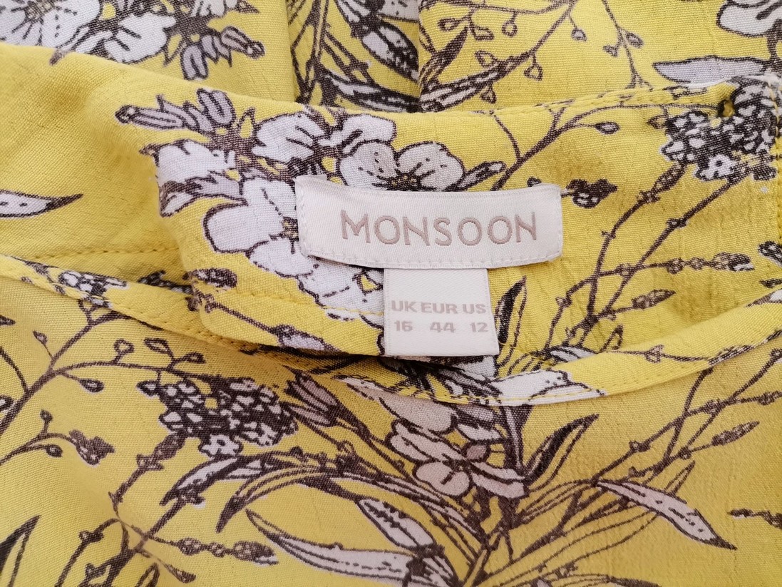 Monsoon Rozmiar 16 (44) Kolor Żółty Okrągły dekolt Bluzka Rękaw 3/4 Materiał Wiskoza 100%