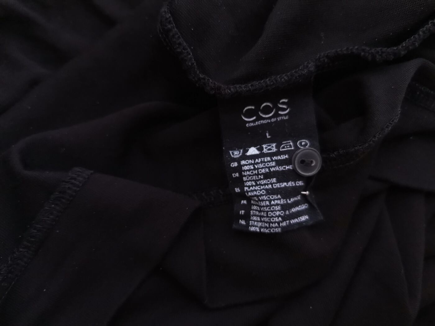 COS Rozmiar L Kolor Czarny Kołnierz Sukienka Koszulowa Bezrękawnik Midi Materiał Wiskoza 100% COS Rozmiar L Kolor Czarny Kołnierz Sukienka Koszulowa Bezrękawnik Midi Materiał Wiskoza 100%