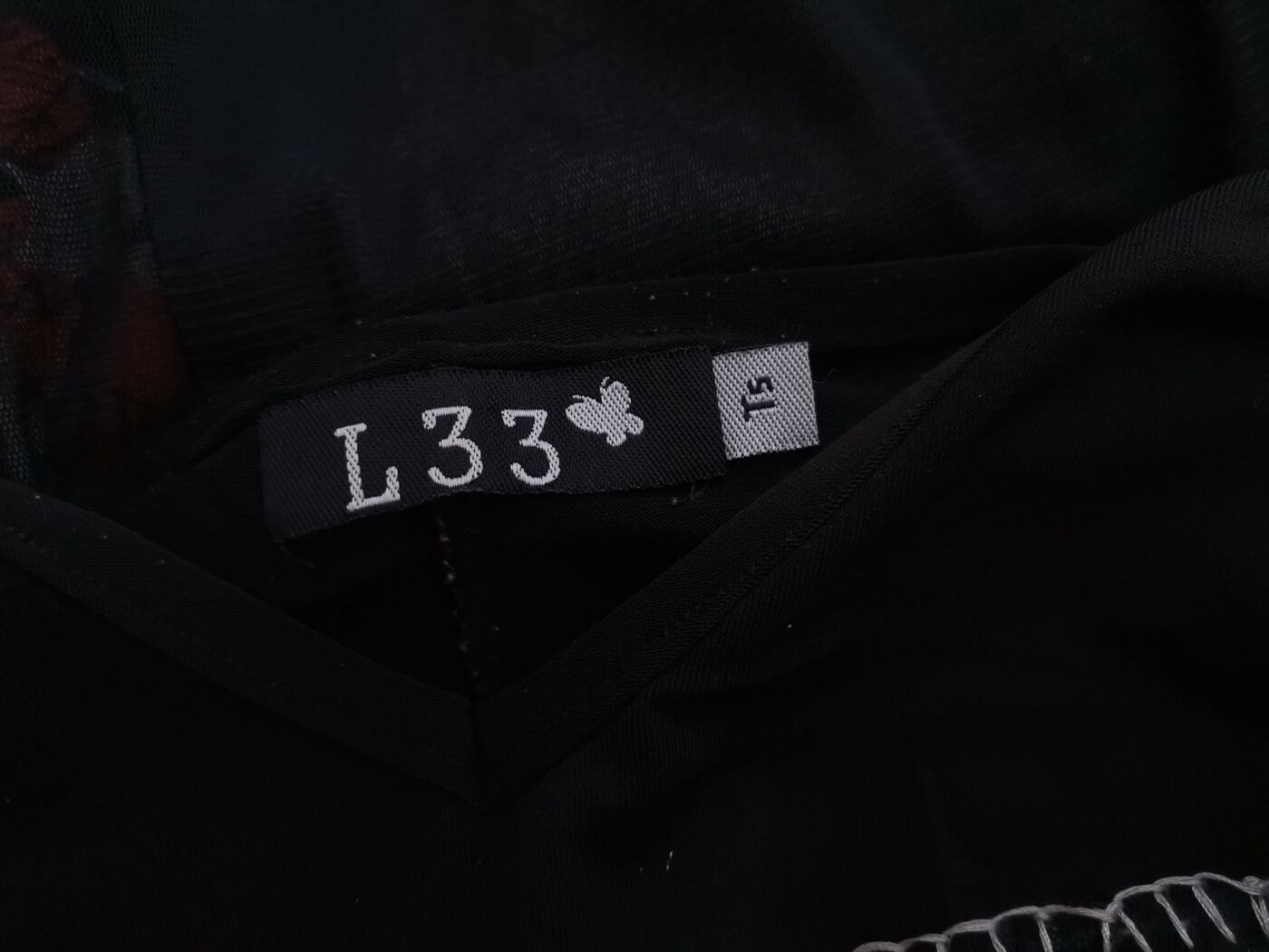 L33 Rozmiar 5 (44) Kolor Czarny W serek Sukienka Prostokątna Bezrękawnik Do Kolan