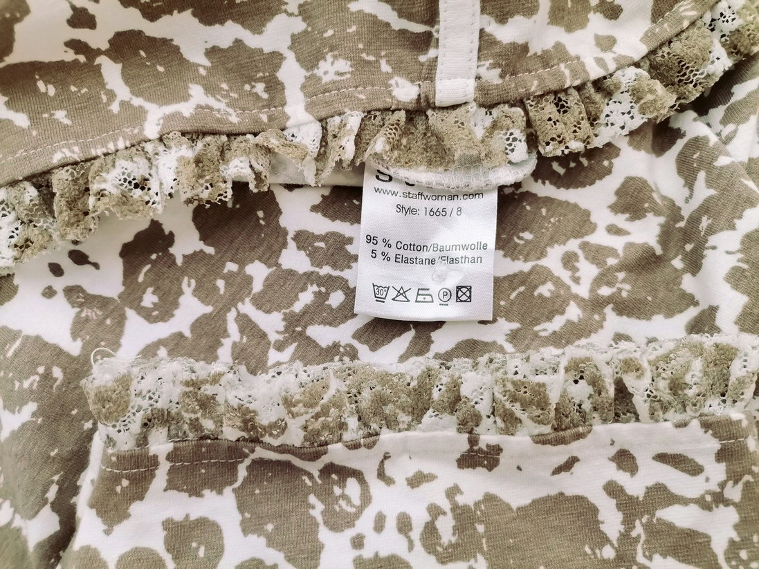 Staff Rozmiar XL Kolor Khaki Okrągły dekolt Sukienka A-Line Krótki rękaw Midi Materiał Bawełna