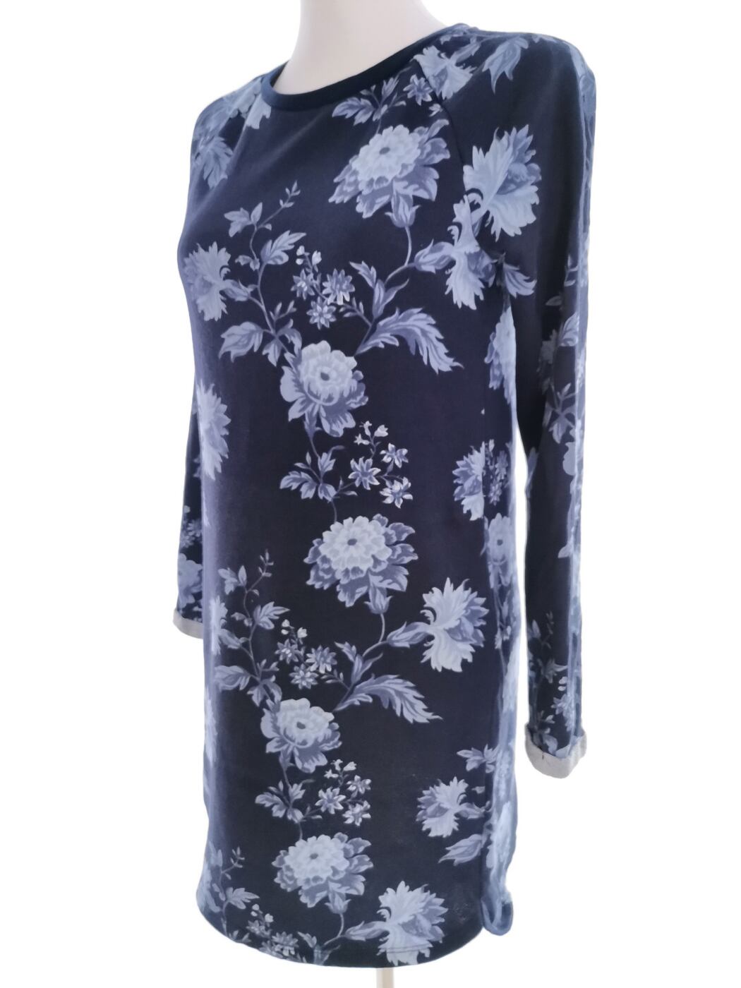 H&m Rozmiar 158/164 (34/36) Kolor Granatowy Crew Neck Sukienka Sweterkowa Długi rękaw Do Kolan Materiał Bawełna