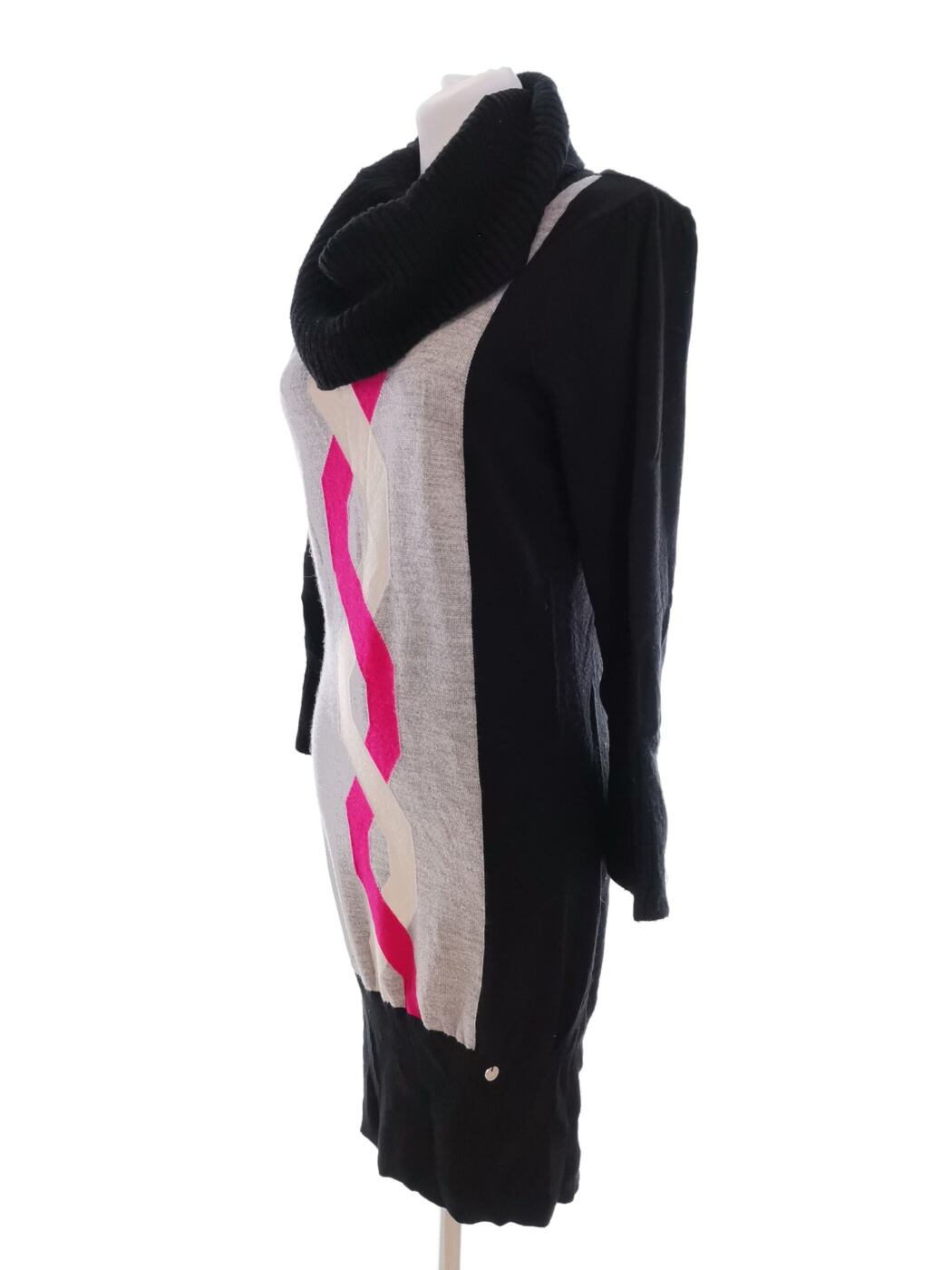 Karen MILLEN Rozmiar 4 (42) Kolor Czarny Golf Sukienka Sweterkowa Długi rękaw Midi Materiał Wełna Merino Karen MILLEN Rozmiar 4 (42) Kolor Czarny Golf Sukienka Sweterkowa Długi rękaw Midi Materiał Wełna Merino