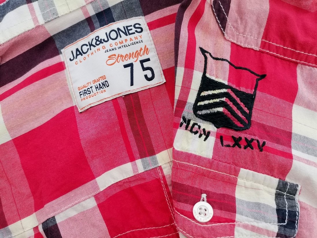IMG_20210622_105616.jpg Jack & jones Rozmiar S Kolor Czerwony Krata Kołnierz Męska Koszula Casual Krótki rękaw Materiał Bawełna 100%