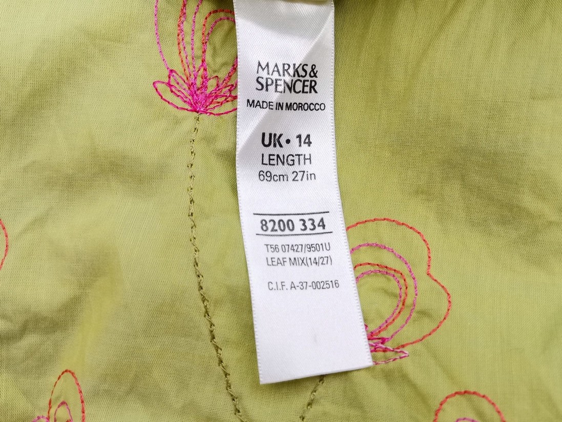 Marks&spencer Rozmiar 14 (42) Kolor Zielony W serek Sukienka A-Line Bezrękawnik Midi Materiał Bawełna 100%