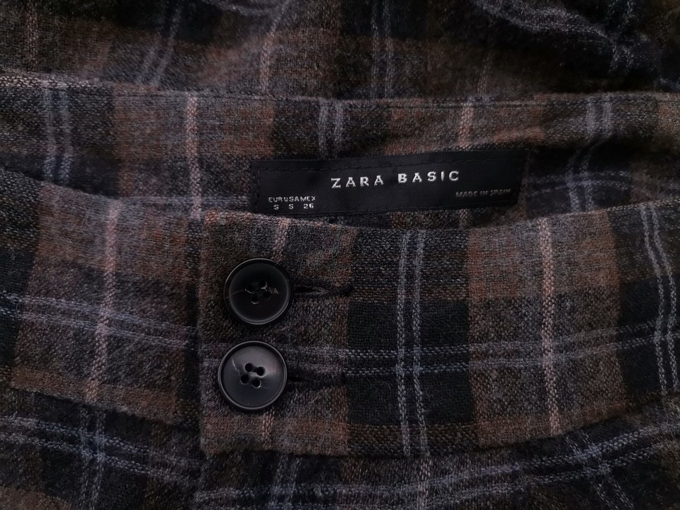 IMG_20210623_115719.jpg ZARA BASIC Rozmiar S Kolor Brązowy Krata Spodnie Rybaczki Materiał Wiskoza