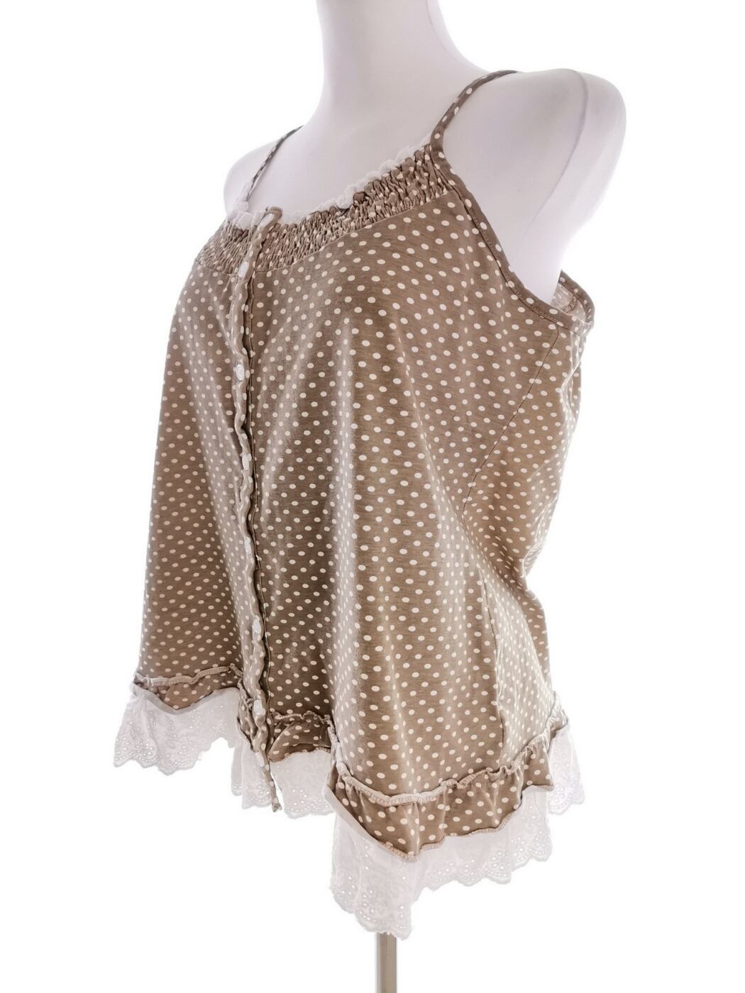 IMG_20210624_124504.jpg Kaffe Rozmiar XL Kolor Khaki Grochy Okrągły dekolt Bluzka Bezrękawnik Materiał Bawełna