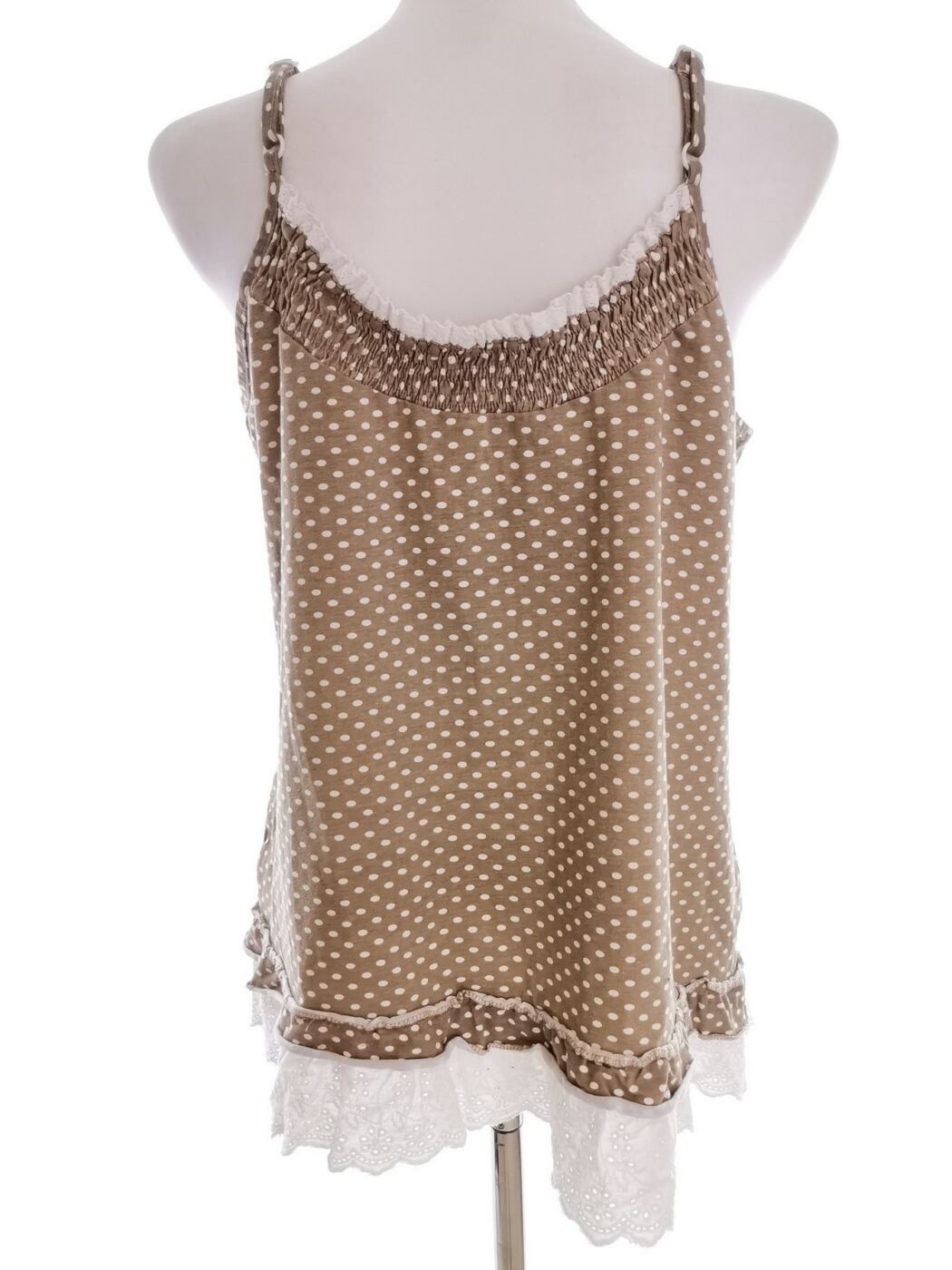 IMG_20210624_124523.jpg Kaffe Rozmiar XL Kolor Khaki Grochy Okrągły dekolt Bluzka Bezrękawnik Materiał Bawełna