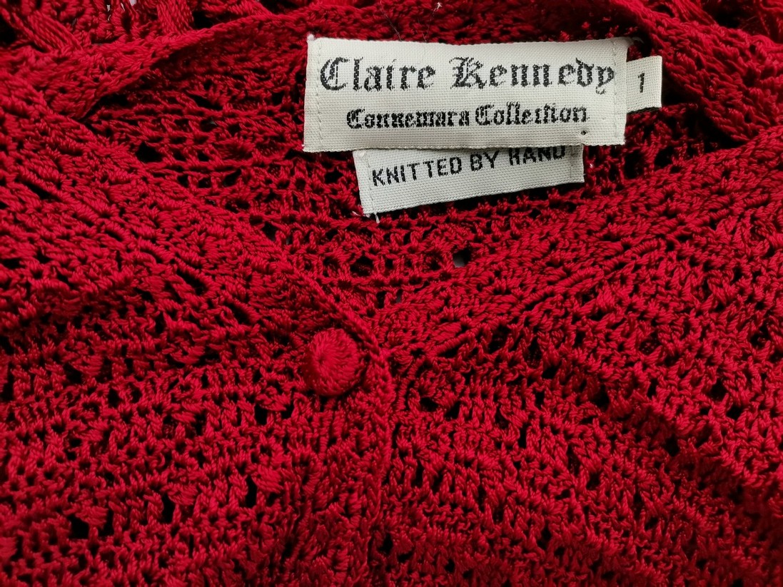 Claire Kennedy Rozmiar 1 (36) Kolor Czerwony W serek Bluzka z otwartą dzianiną Długi rękaw Materiał Rayon 100%