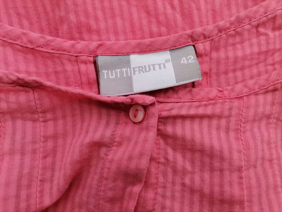 IMG_20210624_150310.jpg Tutti Frutti Rozmiar 42 Kolor Różowy Pasy Okrągły dekolt Bluzka Zapinana Krótki rękaw Materiał Bawełna 100%