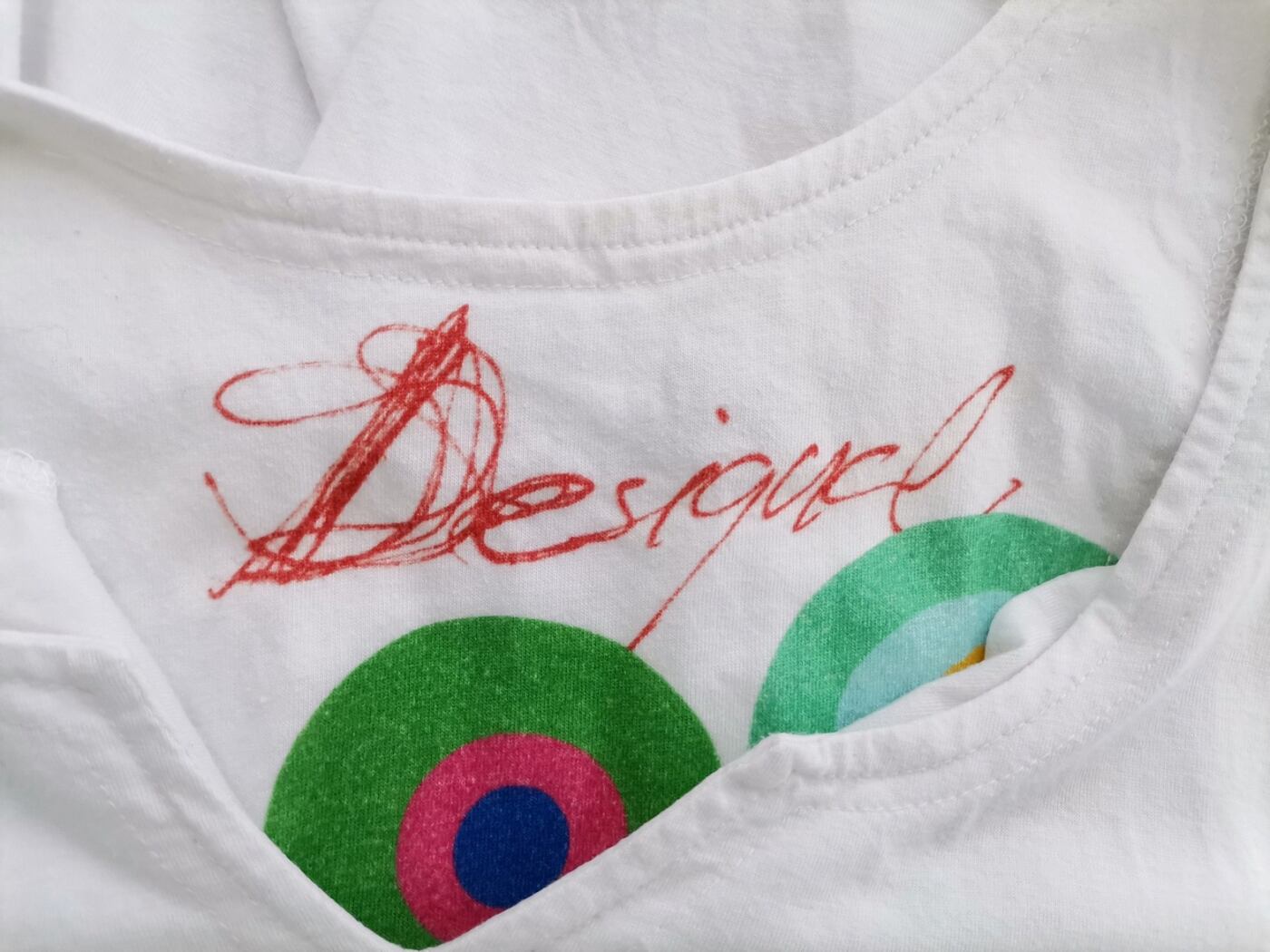 DESIGUAL Rozmiar L Kolor Biały Geometryczny Split Crew Neck Tunika Bluzka Bezrękawnik Materiał Bawełna DESIGUAL Rozmiar L Kolor Biały Geometryczny Split Crew Neck Tunika Bluzka Bezrękawnik Materiał Bawełna