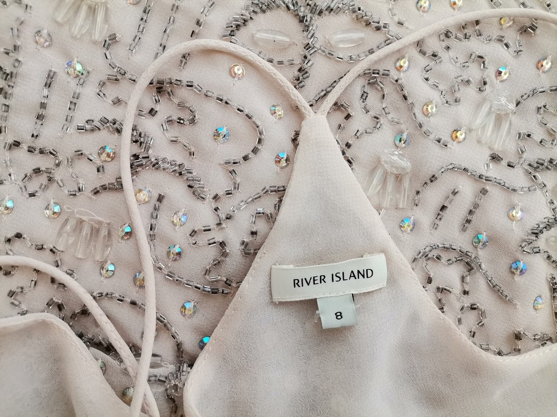 River island Rozmiar 8 (36) Kolor Kremowy Dekolt Serce Bluzka Bezrękawnik