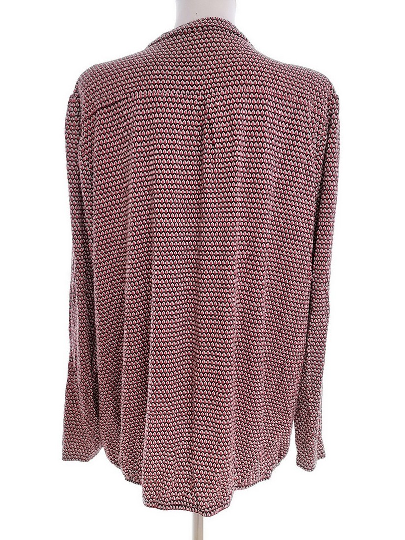 Fransa Rozmiar XXL Kolor Bordowy Split Crew Neck Bluzka Popover Guziki Długi rękaw Materiał Wiskoza