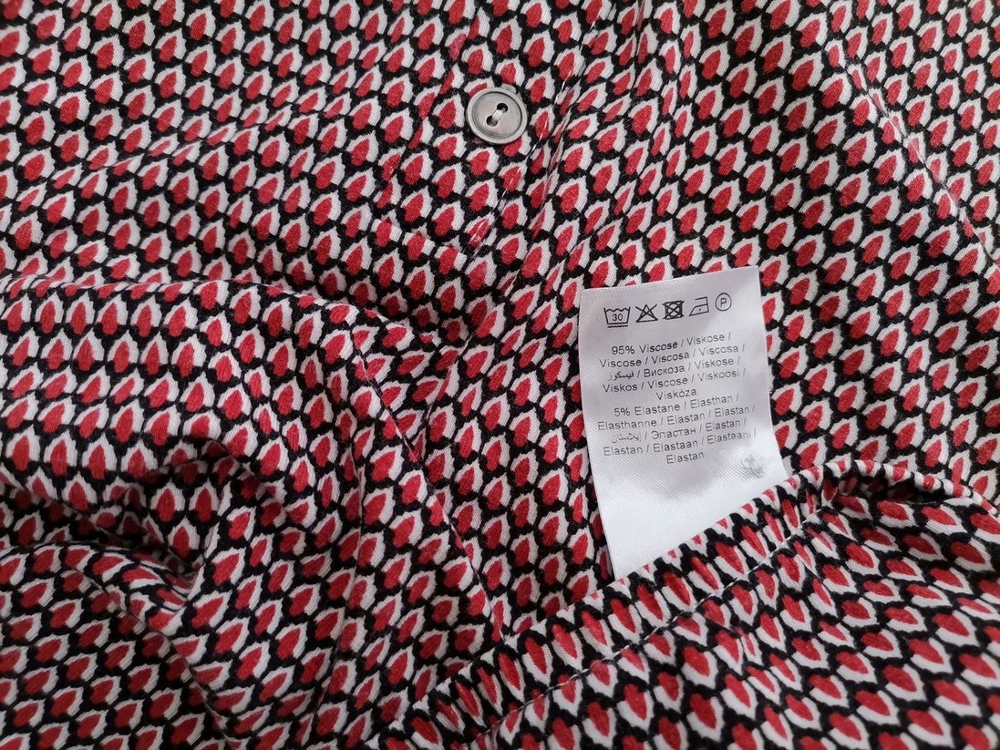 Fransa Rozmiar XXL Kolor Bordowy Split Crew Neck Bluzka Popover Guziki Długi rękaw Materiał Wiskoza