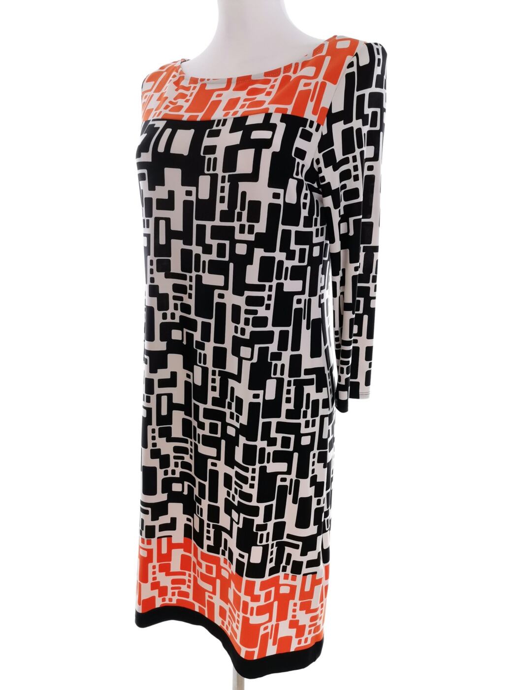 Collection Debenhams Rozmiar 14 (42) Kolor Czarny W łódkę Sukienka Prostokątna Rękaw 3/4 Midi