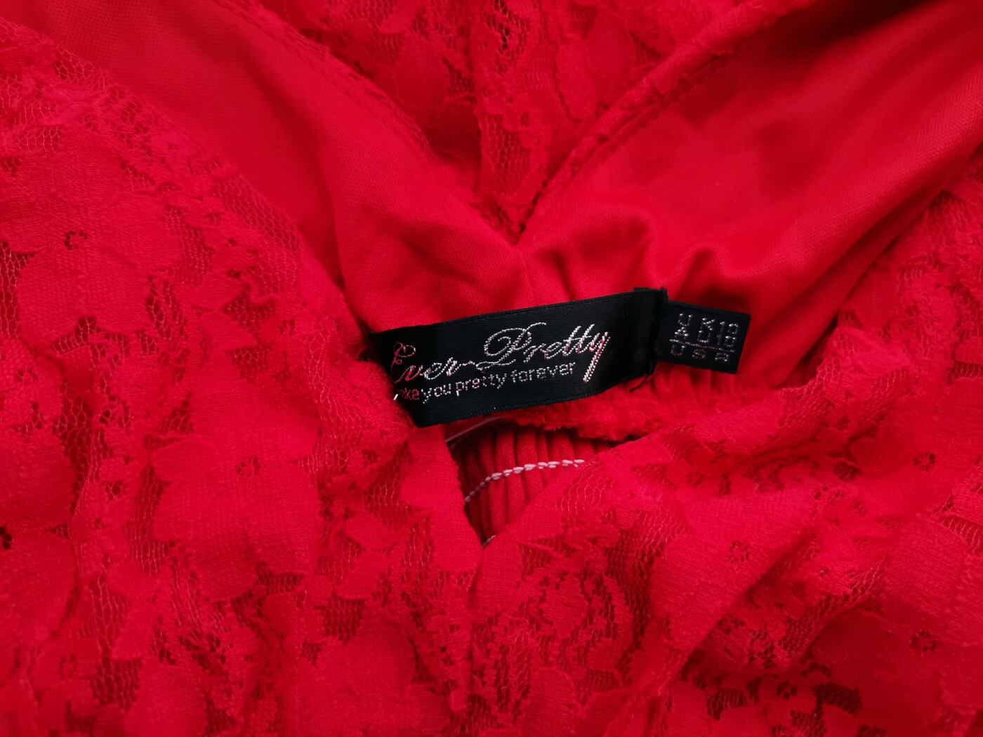 Ever Pretty Rozmiar 10 (38) Kolor Czerwony W serek Sukienka A-Line Bezrękawnik Midi
