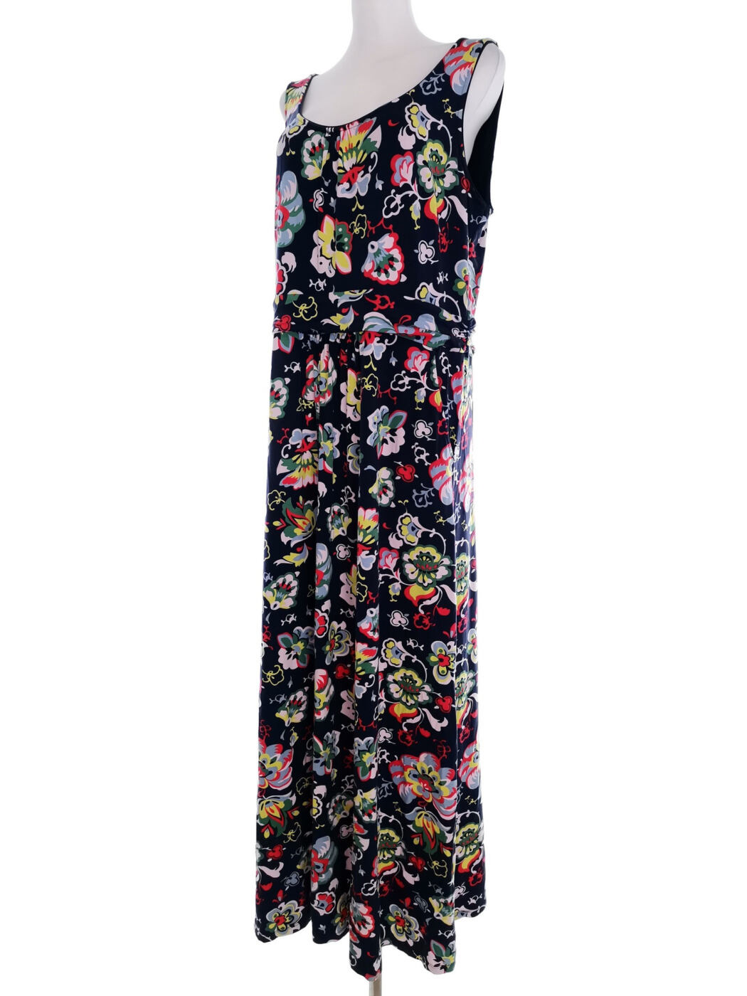 Vintage Rozmiar 46/48 Kolor Granatowy Okrągły dekolt Sukienka Maxi Bezrękawnik Długa Materiał Wiskoza Vintage Rozmiar 46/48 Kolor Granatowy Okrągły dekolt Sukienka Maxi Bezrękawnik Długa Materiał Wiskoza