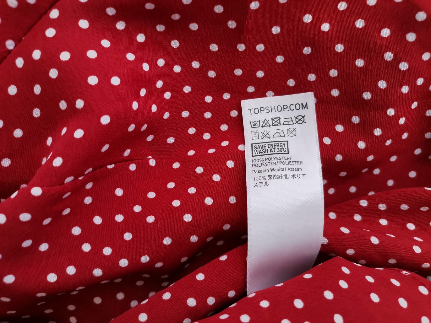 IMG_20210628_154640.jpg Topshop Rozmiar 38 Kolor Bordowy Grochy W serek Bluzka Peplum Rękaw 3/4