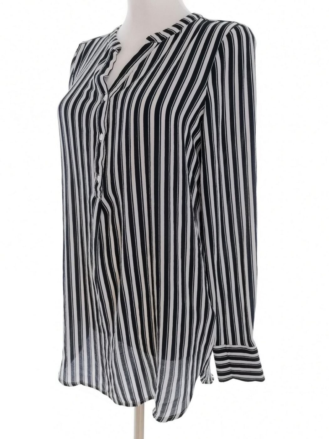 Vero moda Rozmiar S Kolor Granatowy Pasy Split Crew Neck Tunika Popover Bluzka Długi rękaw Vero moda Rozmiar S Kolor Granatowy Pasy Split Crew Neck Tunika Popover Bluzka Długi rękaw