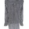 Vero moda Rozmiar S Kolor Granatowy Pasy Split Crew Neck Tunika Popover Bluzka Długi rękaw