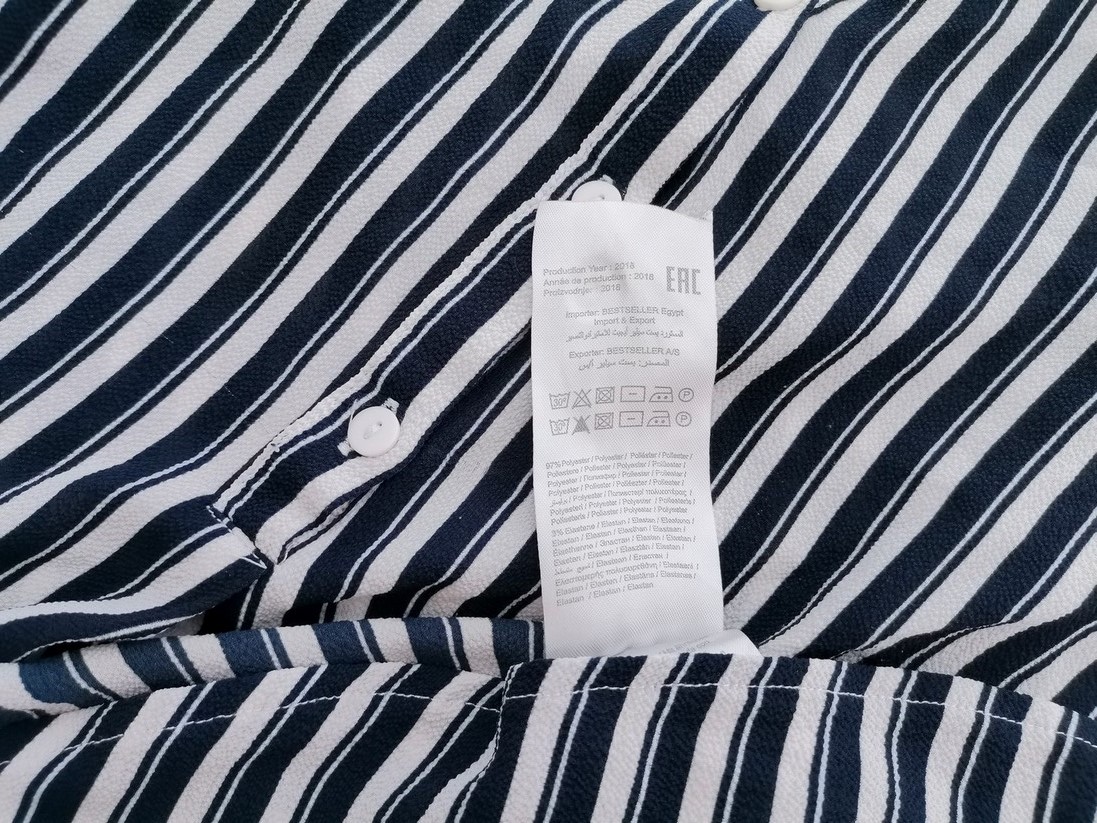 Vero moda Rozmiar S Kolor Granatowy Pasy Split Crew Neck Tunika Popover Bluzka Długi rękaw Vero moda Rozmiar S Kolor Granatowy Pasy Split Crew Neck Tunika Popover Bluzka Długi rękaw