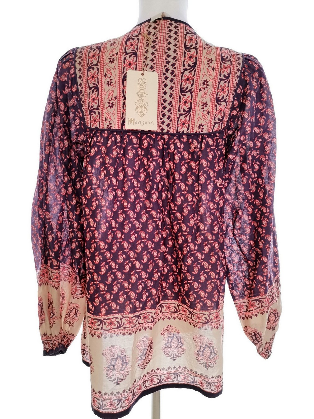 Monsoon Rozmiar 10 (38) Kolor Fioletowy Crew Neck Tunika Bluzka Długi rękaw Materiał Bawełna 100% Monsoon Rozmiar 10 (38) Kolor Fioletowy Crew Neck Tunika Bluzka Długi rękaw Materiał Bawełna 100%
