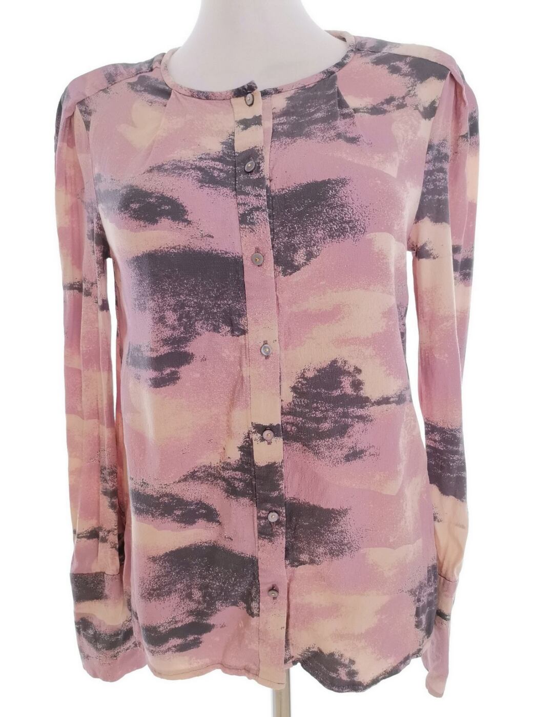 Noa noa Rozmiar 36/38 Kolor Różowy Crew Neck Bluzka Zapinana Długi rękaw Materiał Wiskoza 100%
