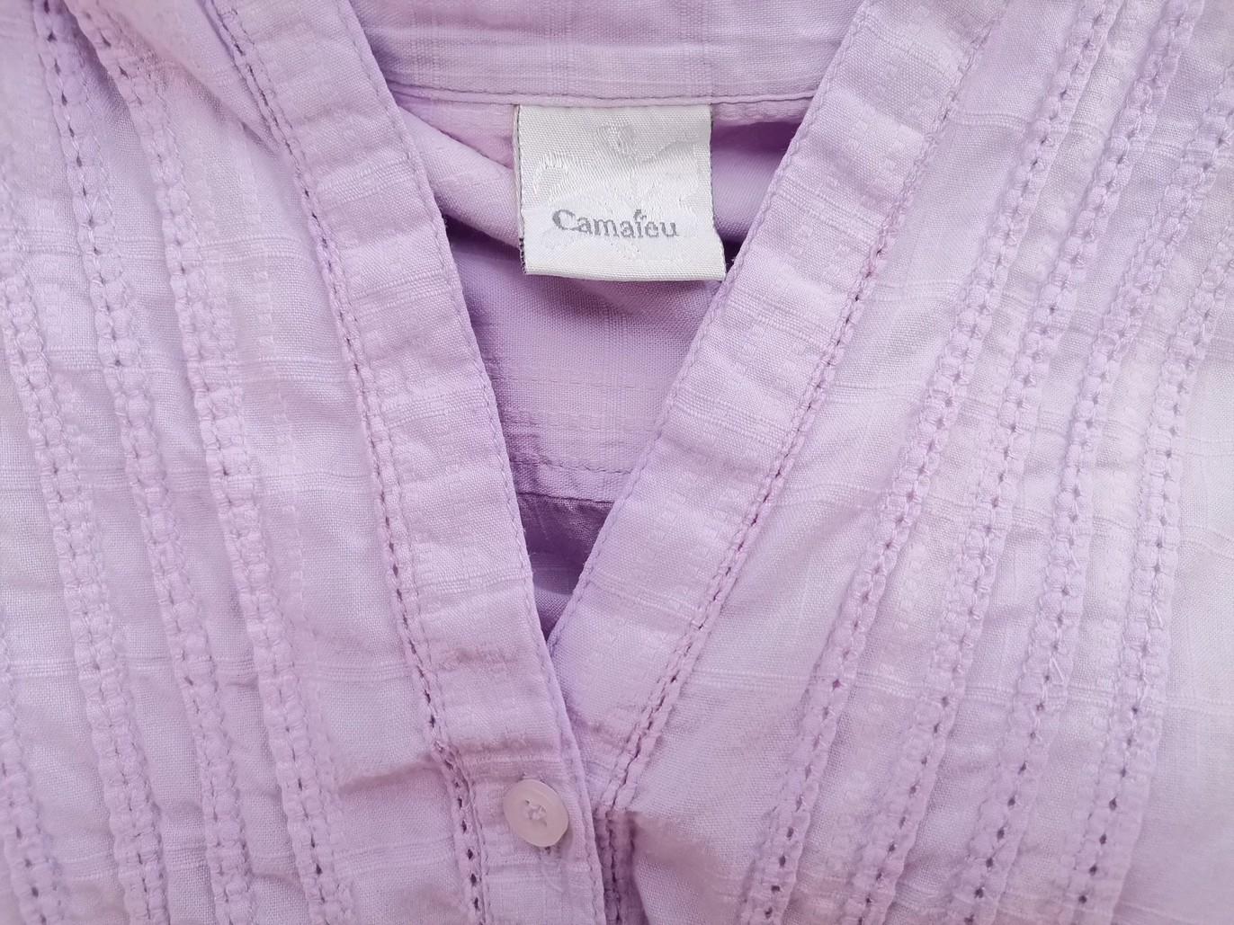 Camaieu Rozmiar 42 Kolor Lawendowy Kołnierz Tunika Popover Bluzka Rękaw 3/4 Materiał Bawełna 100% Camaieu Rozmiar 42 Kolor Lawendowy Kołnierz Tunika Popover Bluzka Rękaw 3/4 Materiał Bawełna 100%