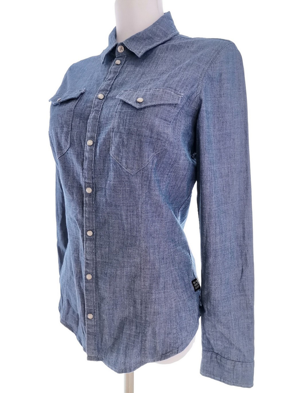 IMG_20210629_133328.jpg G-Star Raw Rozmiar S Kolor Niebieski Kołnierz Koszula Zapinana Bluzka Długi rękaw Materiał Bawełna