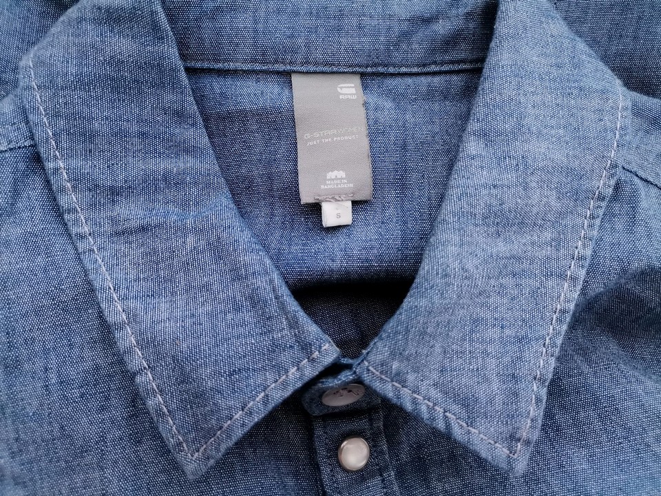 IMG_20210629_133349.jpg G-Star Raw Rozmiar S Kolor Niebieski Kołnierz Koszula Zapinana Bluzka Długi rękaw Materiał Bawełna