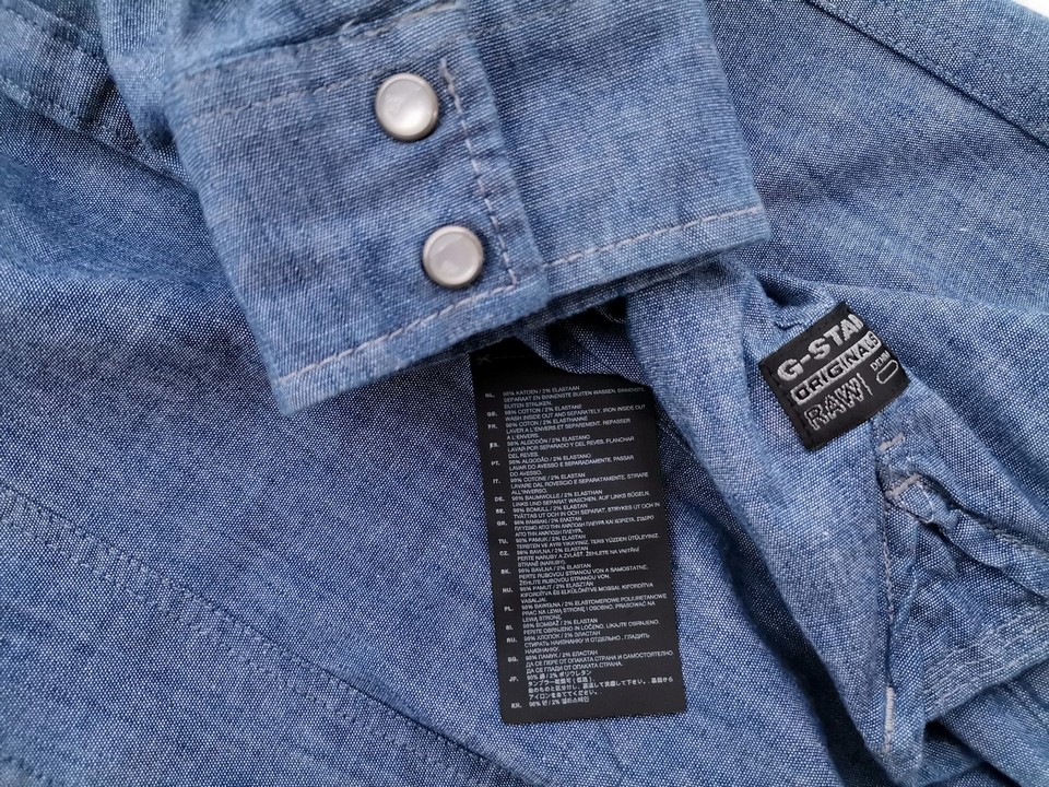 IMG_20210629_133422.jpg G-Star Raw Rozmiar S Kolor Niebieski Kołnierz Koszula Zapinana Bluzka Długi rękaw Materiał Bawełna