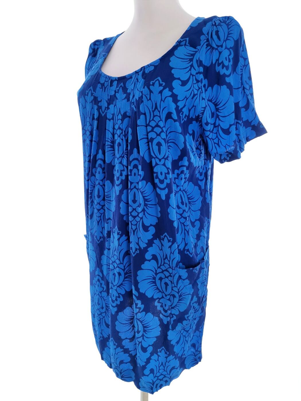 Joules Rozmiar 14 (42) Kolor Niebieski Damask Paisley Okrągły dekolt Tunika Bluzka Krótki rękaw Joules Rozmiar 14 (42) Kolor Niebieski Damask Paisley Okrągły dekolt Tunika Bluzka Krótki rękaw