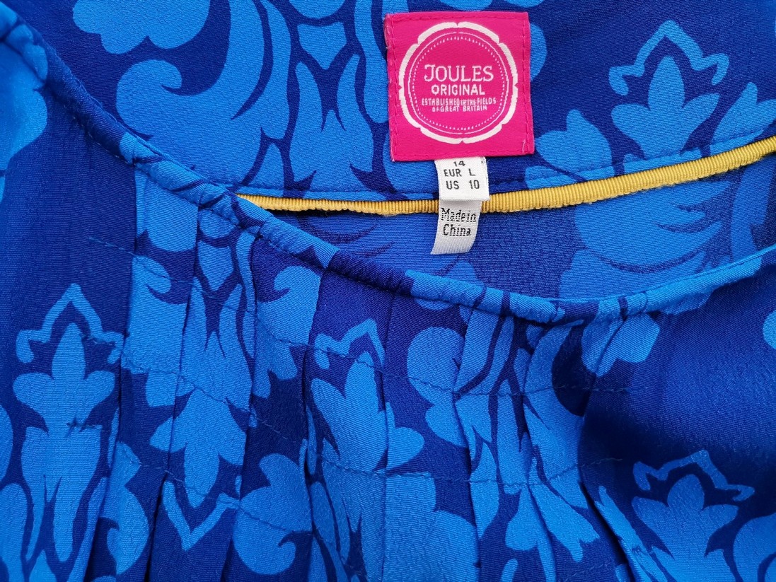 Joules Rozmiar 14 (42) Kolor Niebieski Damask Paisley Okrągły dekolt Tunika Bluzka Krótki rękaw Joules Rozmiar 14 (42) Kolor Niebieski Damask Paisley Okrągły dekolt Tunika Bluzka Krótki rękaw