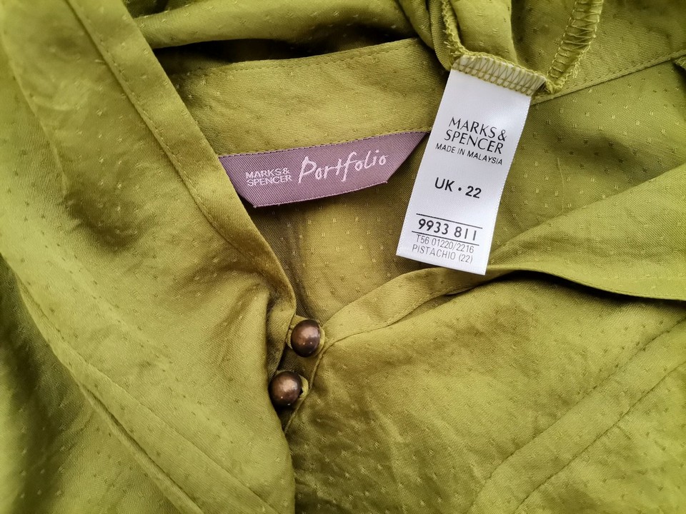 IMG_20210705_142451.jpg Marks&spencer Rozmiar 22 (50) Kolor Khaki Kołnierz Bluzka Długi rękaw