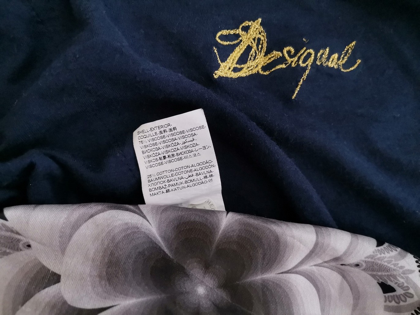 DESIGUAL Rozmiar S Kolor Granatowy Dekolt U Tunika Bluzka Krótki rękaw Materiał Wiskoza