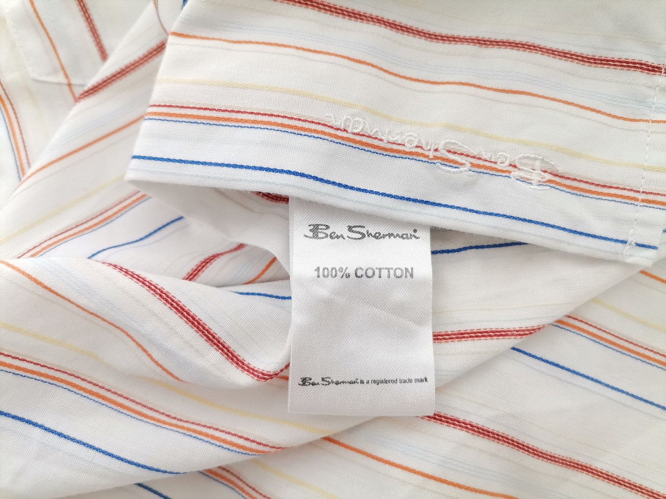 IMG_20210705_155235.jpg BEN SHERMAN Rozmiar 3 (L) Kolor Biały Kołnierz Męska Koszula Casual Długi rękaw Materiał Bawełna 100%