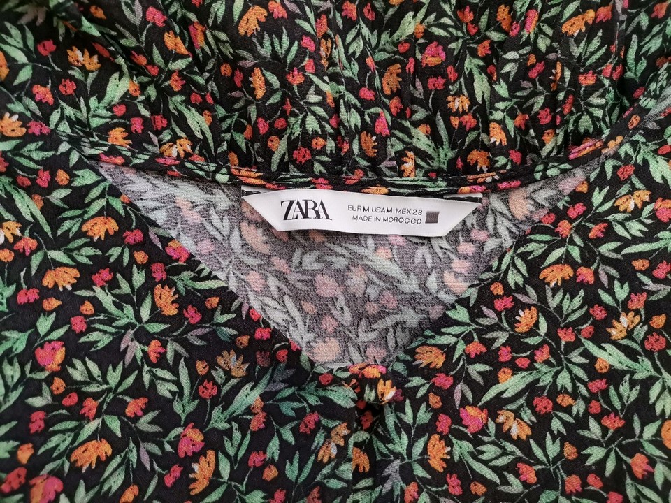 Zara Rozmiar M Kolor Czarny W serek Tunika Bluzka Krótki rękaw Materiał Wiskoza 100%