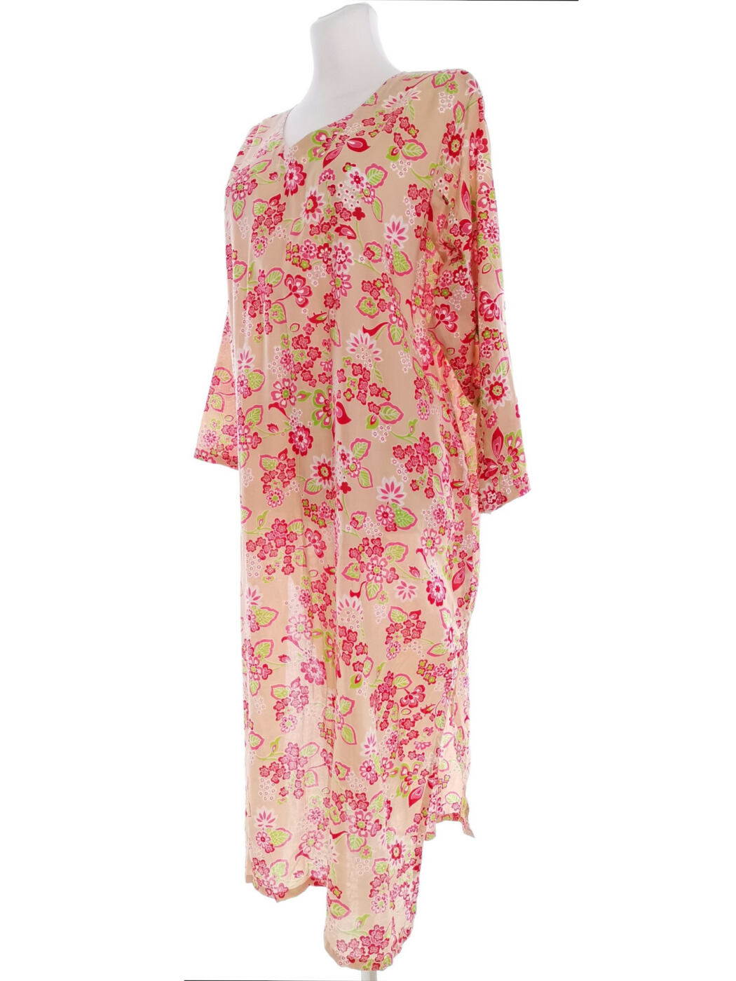 Vintage Rozmiar 46/48 Kolor Beżowy Okrągły dekolt Sukienka Maxi Rękaw 3/4 Długa Vintage Rozmiar 46/48 Kolor Beżowy Okrągły dekolt Sukienka Maxi Rękaw 3/4 Długa